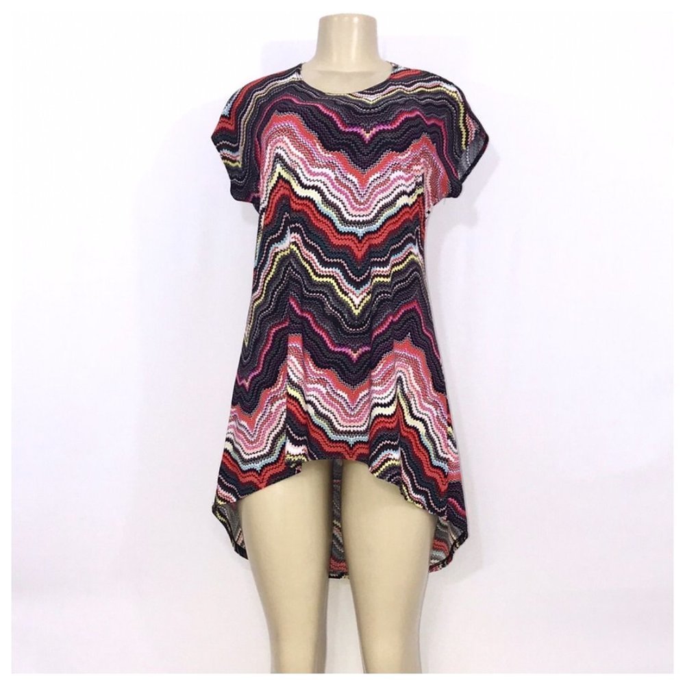 Black Multi-Color High Lo Dress